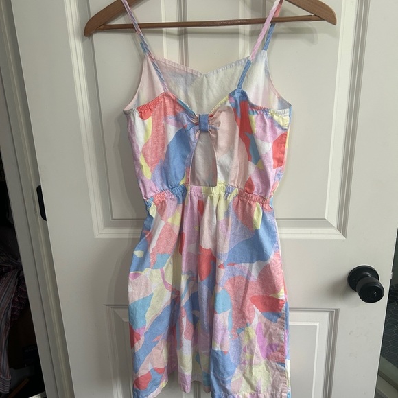 Colorful Abstract Print Dress size 14/16 sundress cutout bag pastels. Summer - Picture 2 of 5